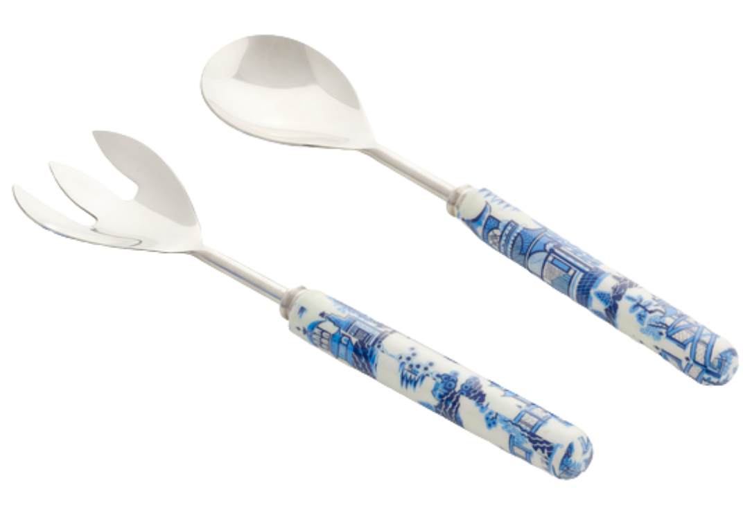 Pagoda Enameled Salad Servers