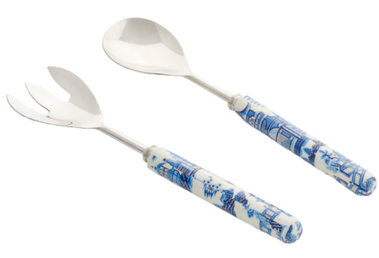 Pagoda Enameled Salad Servers