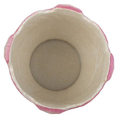 Scalloped Multi-Color Bird & Floral Scene Planter