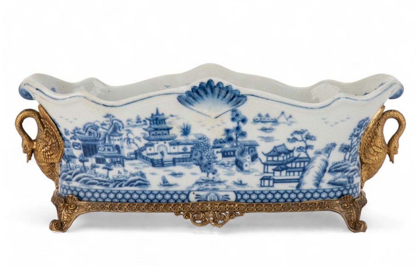 Blue Willow Ormolu Planter