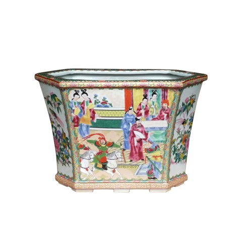 Multi Color Rose Canton Hexagon Planter