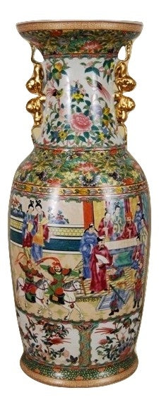 Majestic Tall Rose Canton Vase