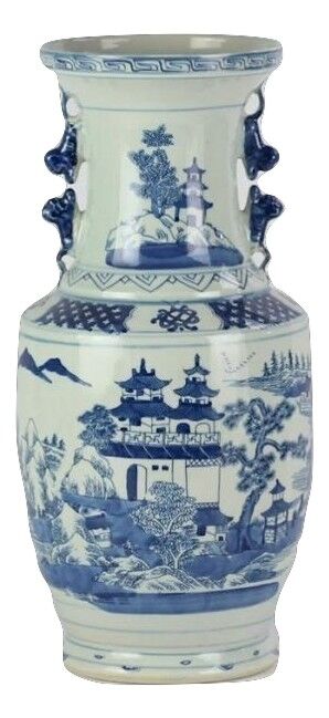 Round Village Scene Vase